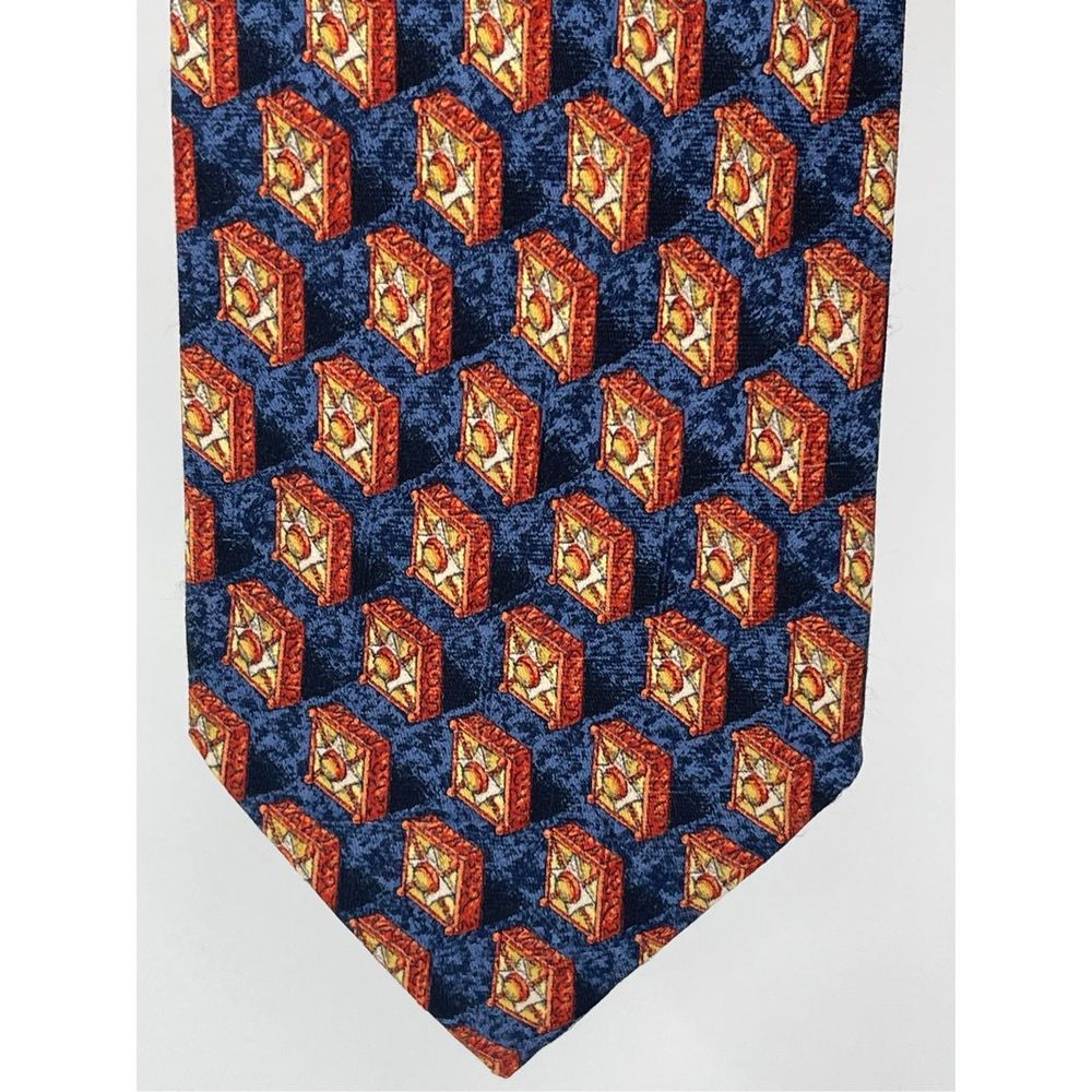 Vintage Ermenegildo Zegna Silk Tie Blue Geometric